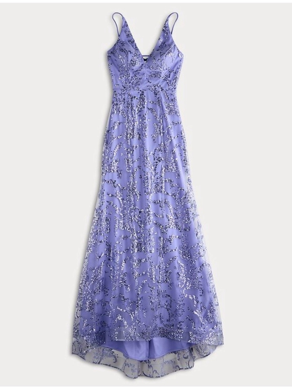 Sequin Embellished Lilac V-Neck Prom Gown Size 3/4 Juniors